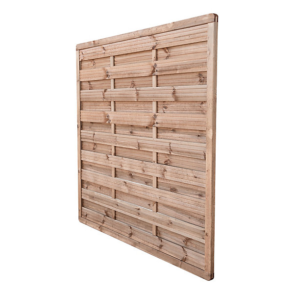 Panneau droit de clôture Darling en bois traité marron ép.40 mm L. 180 x H.180 cm