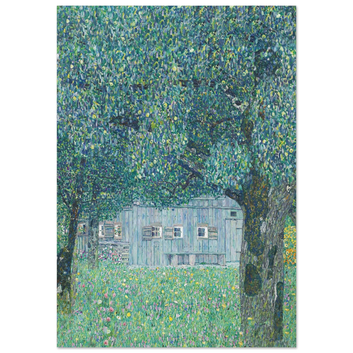 Artfulprints Poster Gustav Klimt - Farmhouse in upper Austria  - 70x100 cm - Donkergroen