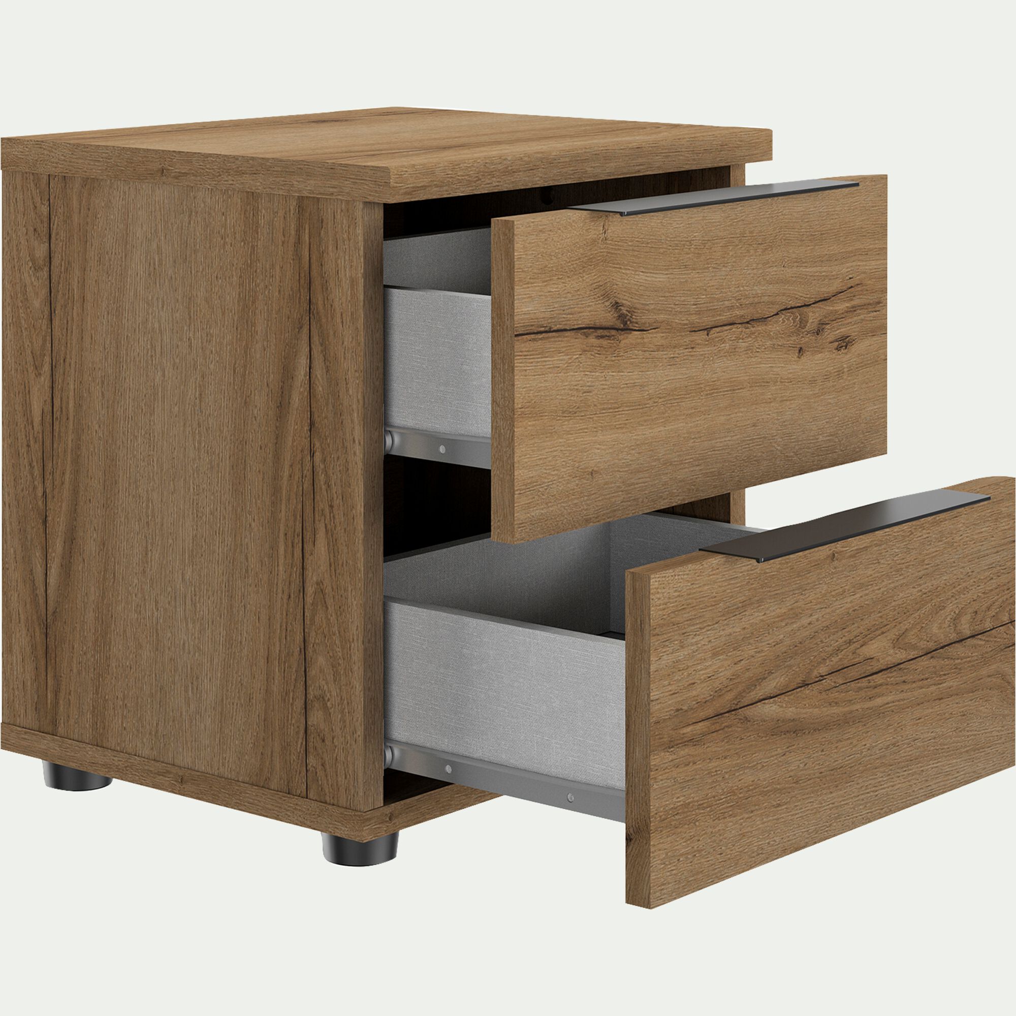 LUCIAN - Table de chevet en bois 2 tiroirs L40xl36xH43cm- bois clair
