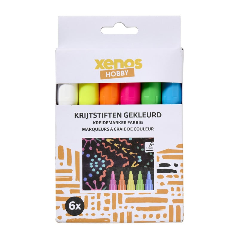 Krijtstiften - multikleur - set van 6