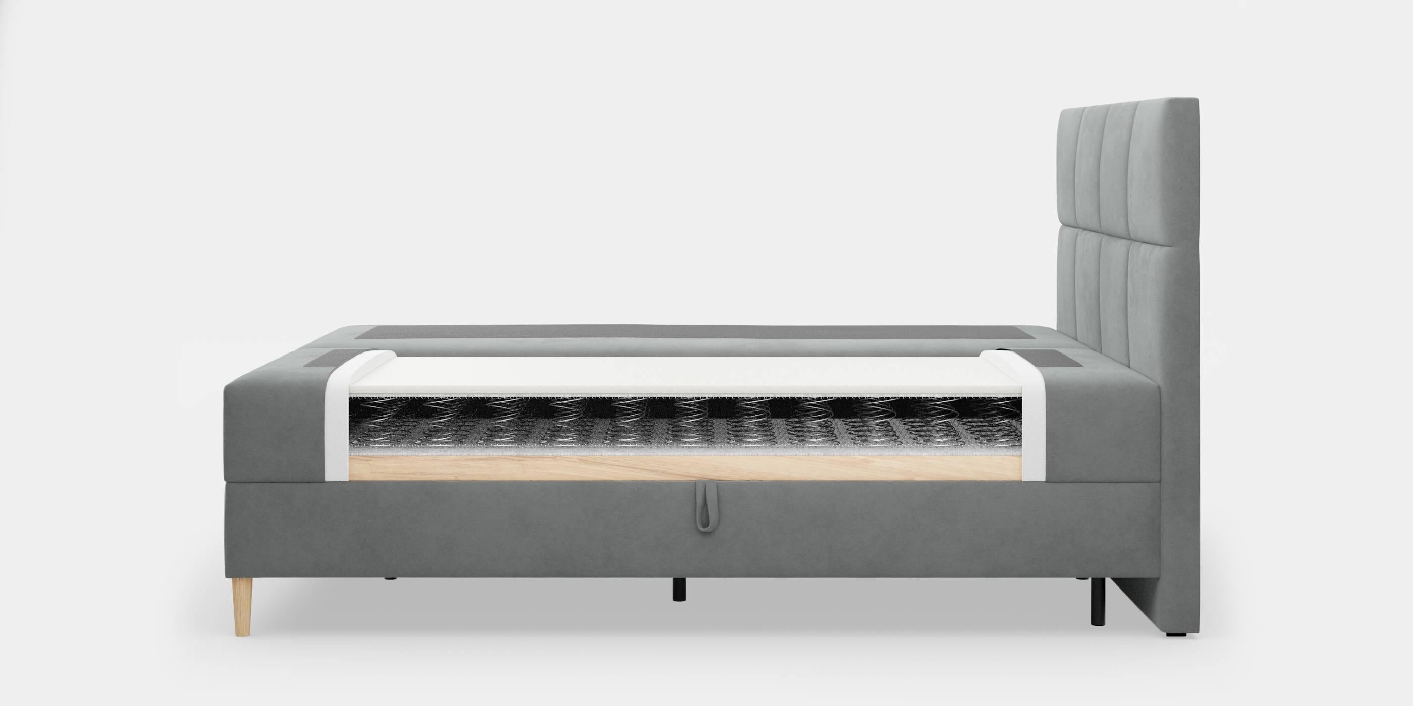 by fonQ Novae Boxspring met Opbergruimte 180 x 200 cm - Grijs / Zwart