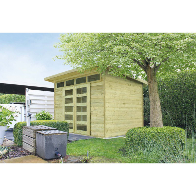 Abri de jardin en bois moderne Verona traité 28 mm 3,03 x 2,43 m SOLID