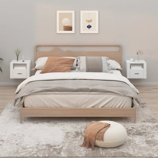 NNEVL Wall-mounted Bedside Cabinets 2 pcs White 50x36x40 cm