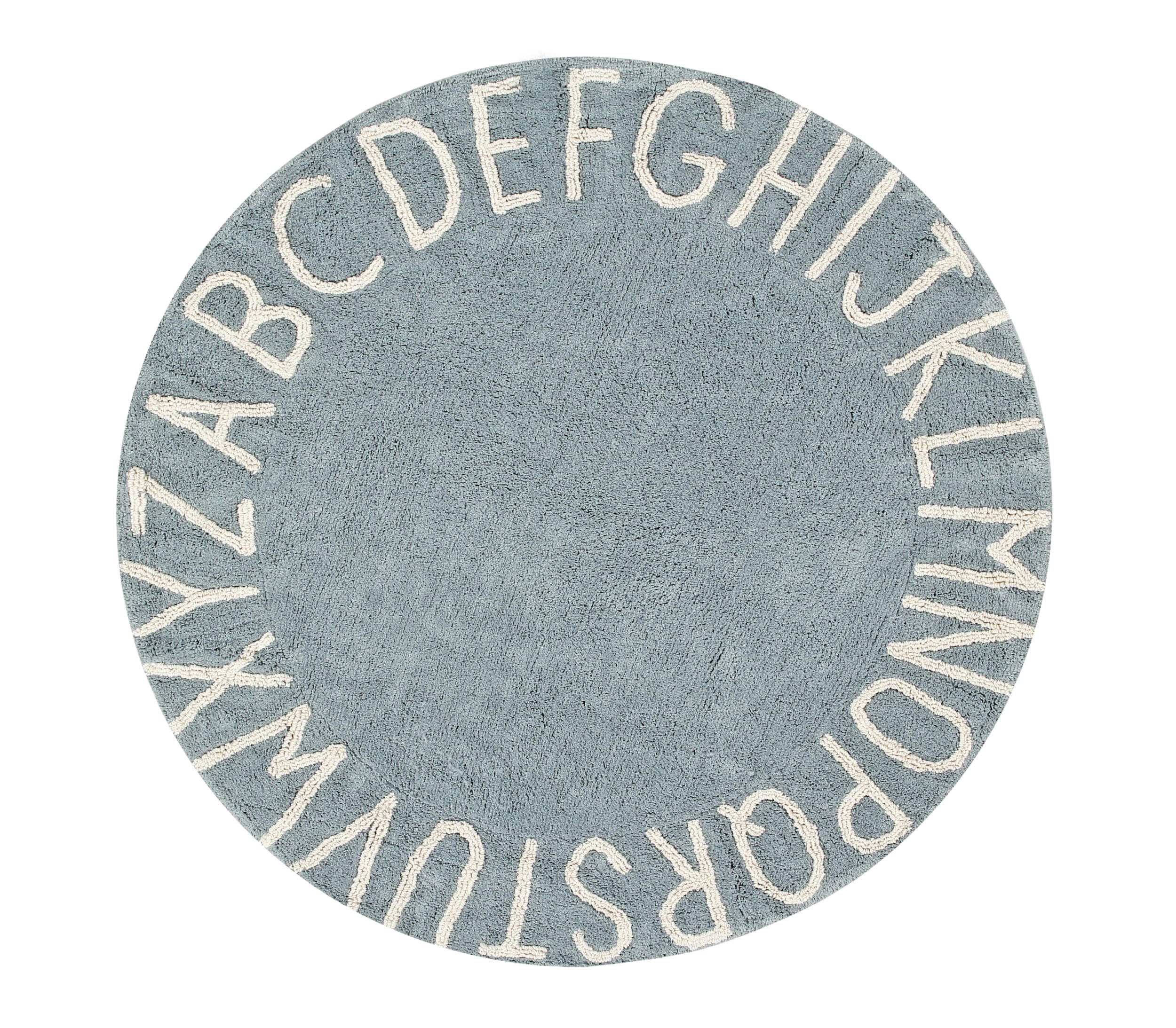 ALPHABET - Tapis coton motif alphabet bleu D150cm