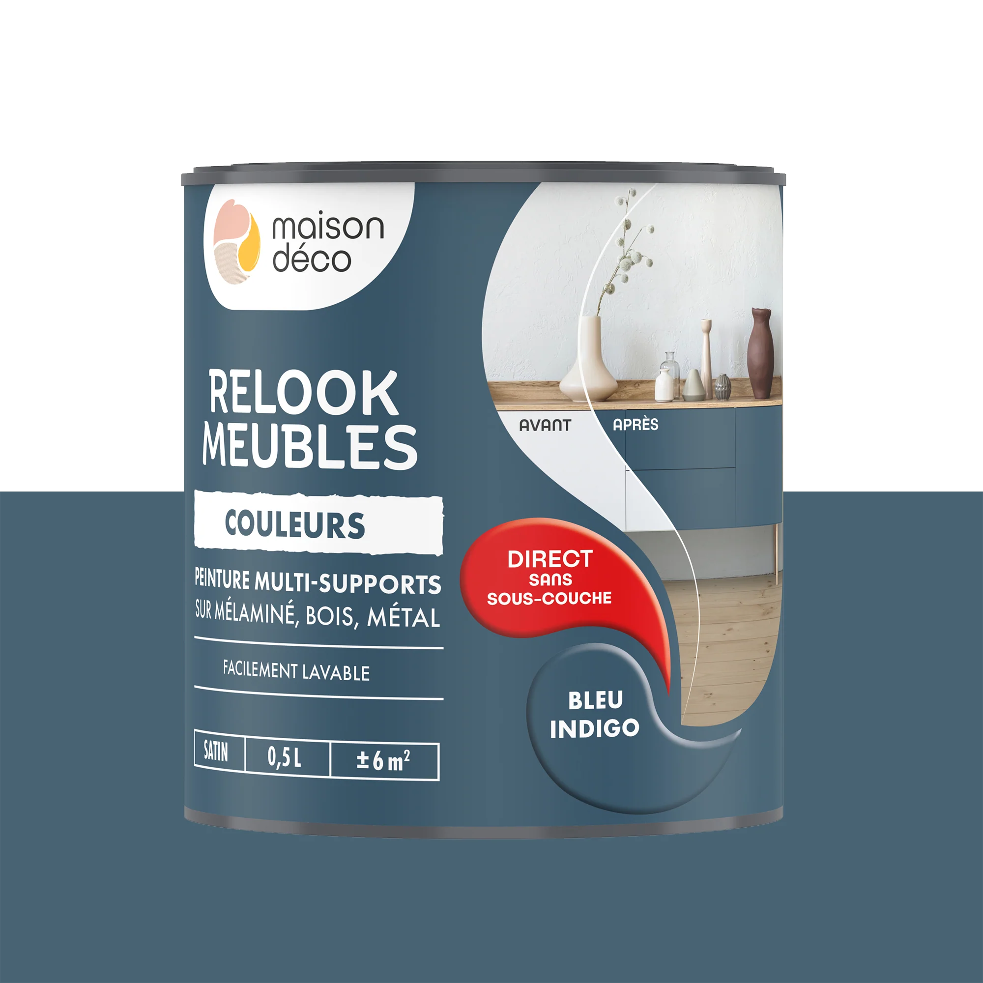 Relook meubles couleurs Peinture RELOOK MEUBLES Peinture bleu indigo Satiné 0,5 L