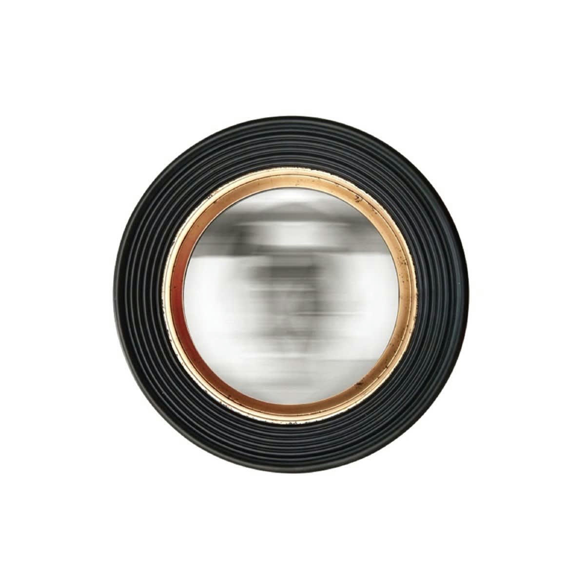 - Miroir rond convexe noir et doré 38,5cm