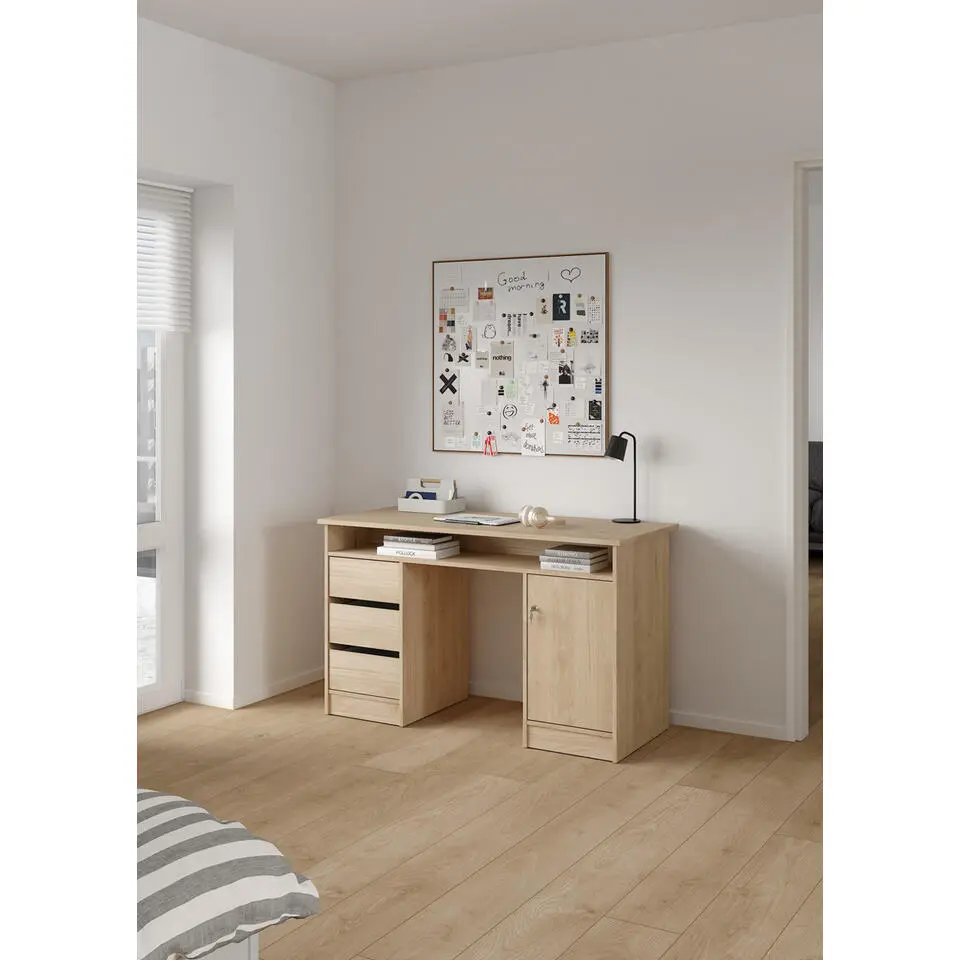 Kantoorbureau Naturel - 126x55x76cm - Function Plus