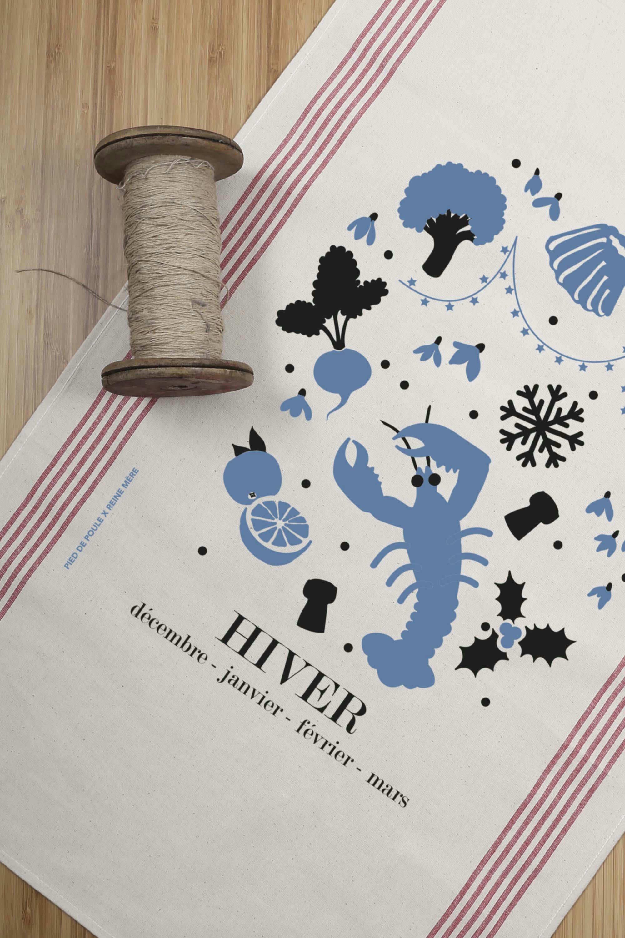 - Torchon en coton naturel hiver