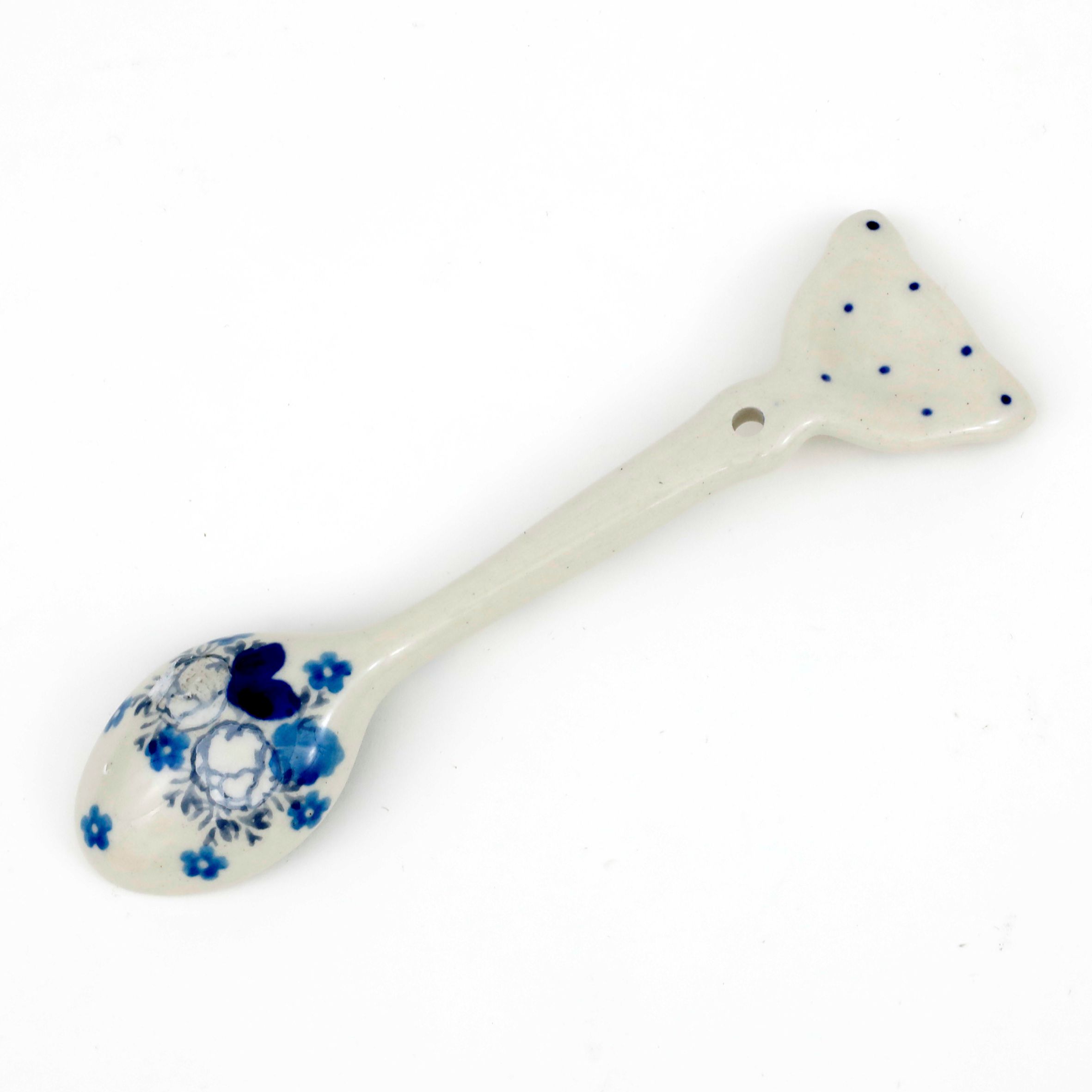 Łyżeczka kotek H19, 13,8 cm  2222 Biało-niebieskie anemony