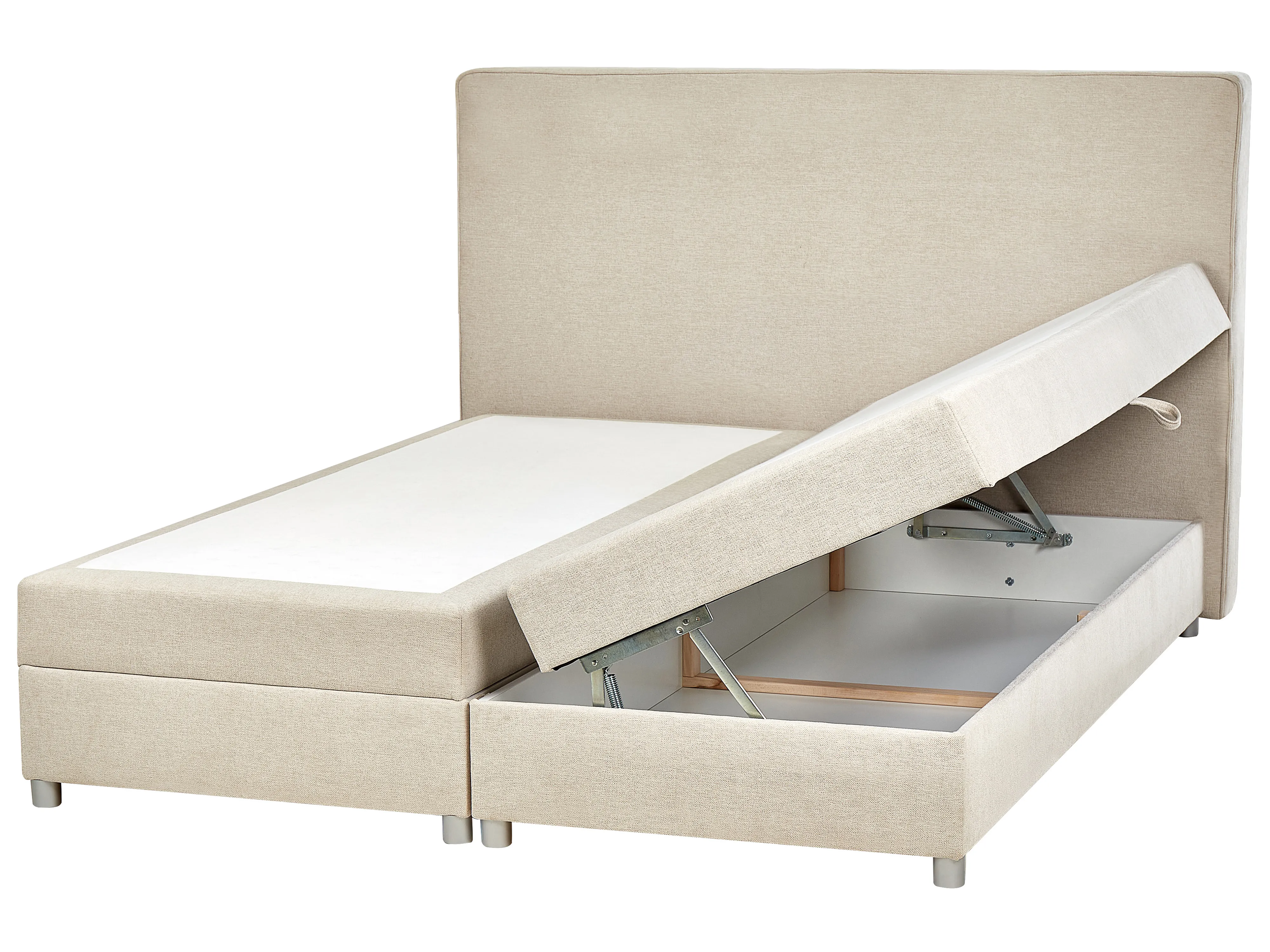 Divan Bed with Storage Fabric MINISTER 160 x 200 cm (EU King Size) Light Beige