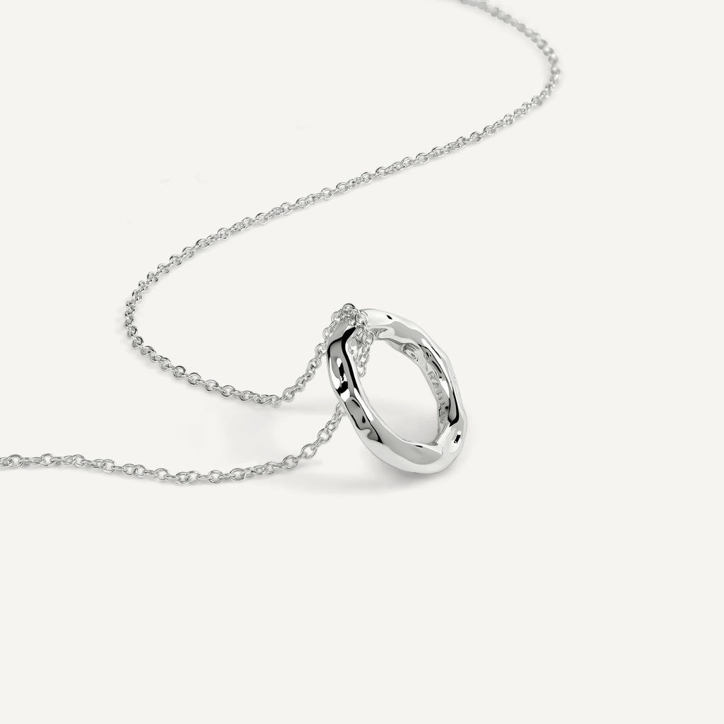 Hadley Lane - Silver Plated Hammer Hoop Necklace