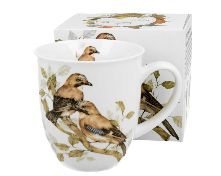 Porcelanowy kubek Animals Sójki 400 ml do Kawy Herbaty Napoi