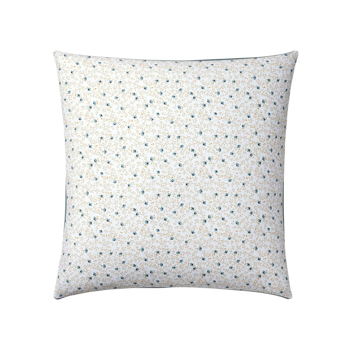 FLEURS DE LIN - Lot de 2 taies d'oreiller imprimées en percale bleu 64x64