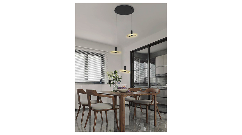 Lampa wisząca Brest LED 3-punktowa ze ściemniaczem czarno-złota