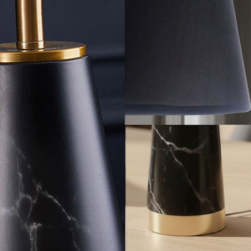 SOGA 68cm Black Marble Bedside Desk Table Lamp Living Room Shade with Cone Shape Base