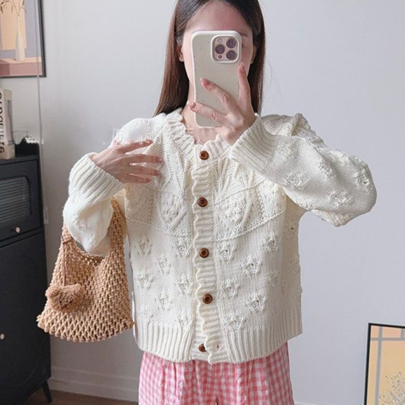 PEACH ACCESSORIES Boho Textured Cable Knit Cardigan