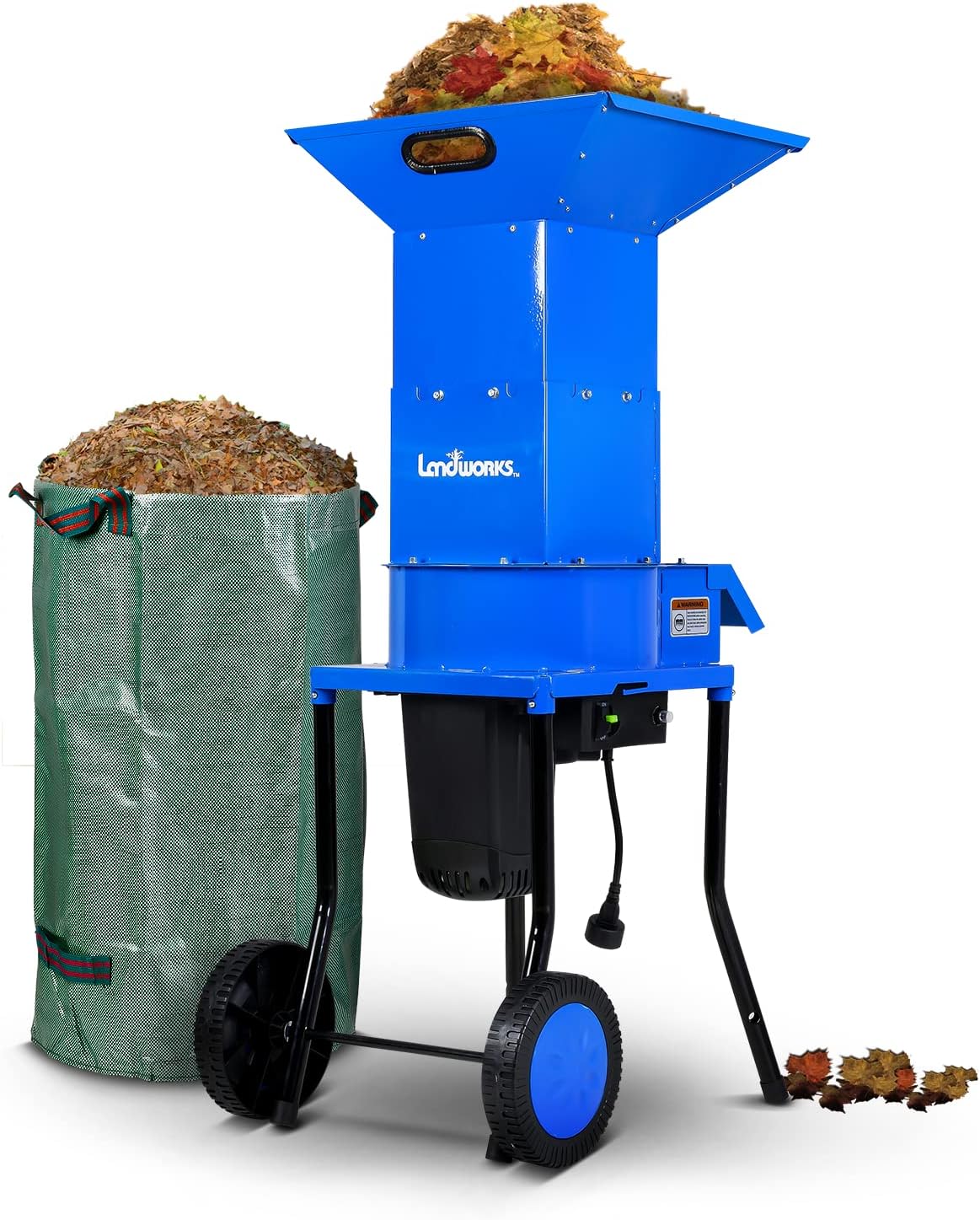 Landworks Leaf Mulcher Shredder Electric Green and Waste Management Heavy Duty 120V AC 11 Inch Cutting Blade .5 Inch Cutting Capacity for Leaves, Grass,  Clippings