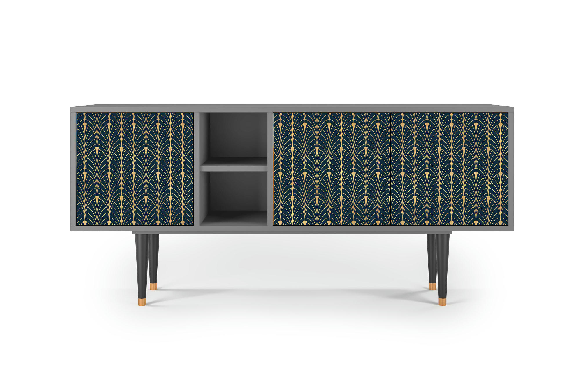 FLOWER OF THE NILE - Meuble TV  bleu et jaune 3 tiroirs L 150 cm