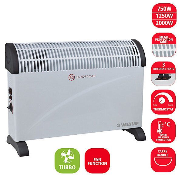 Convecteur 2 KW avec fonction TURBO. Blanc