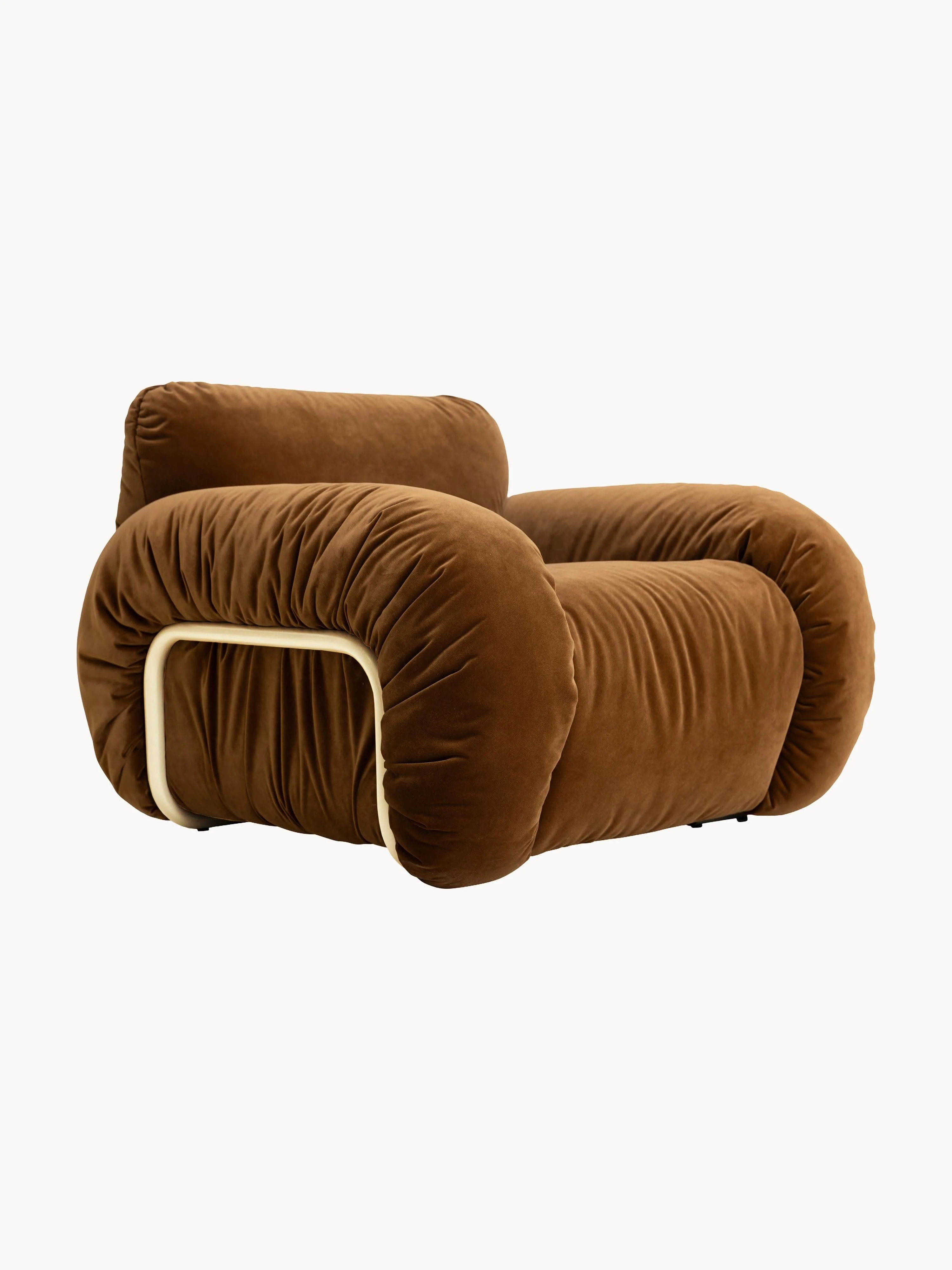 Handgefertigter Samt-Loungesessel Arc