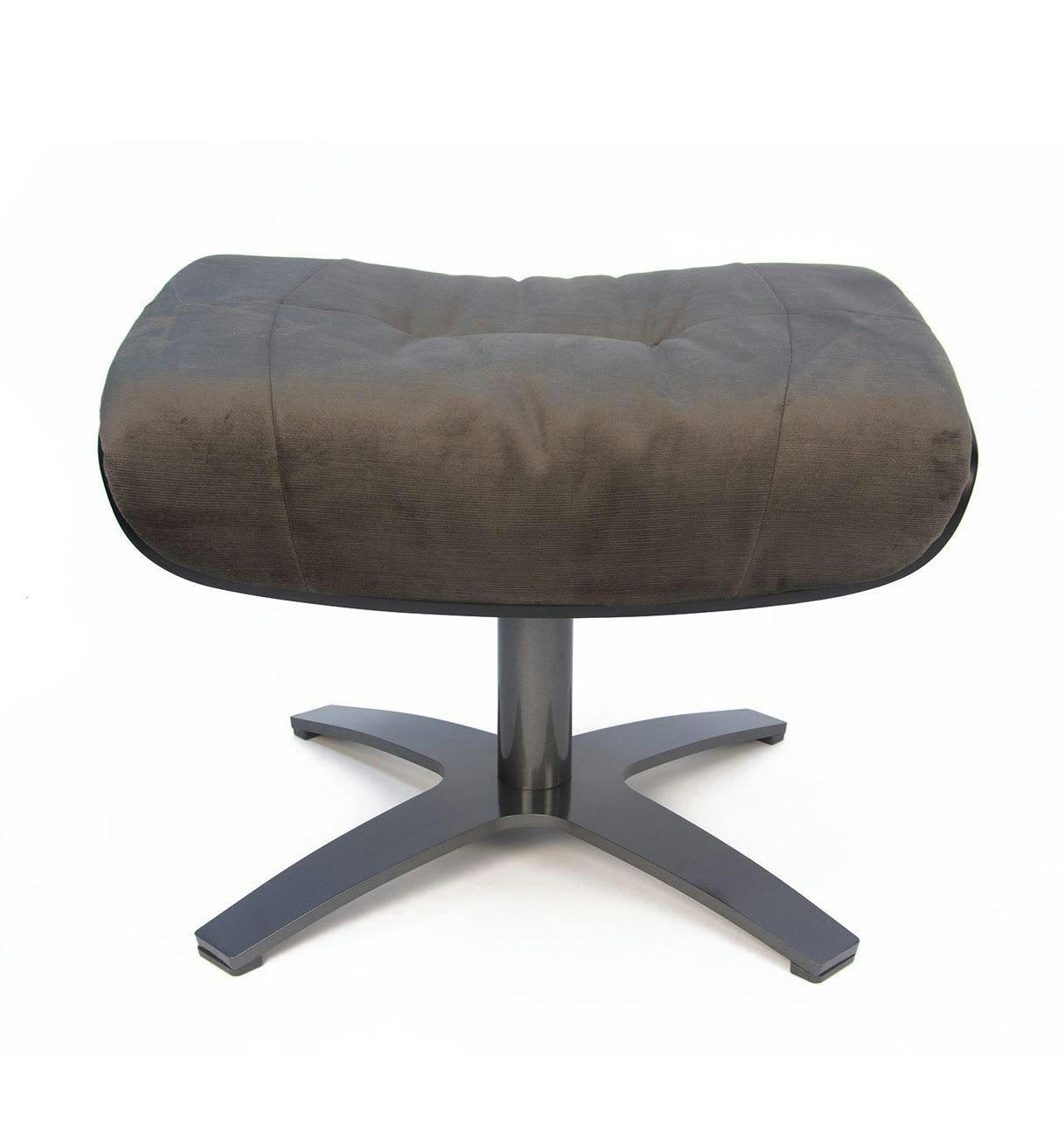 VÉGA - Pouf Velours et Chêne Noir - Velours Brun