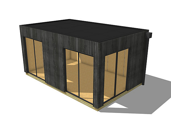 Annexe de jardin à louer en bois 5,5 x 3,5 x 2,7 m avec plancher isolé / menuiseries alu k-line