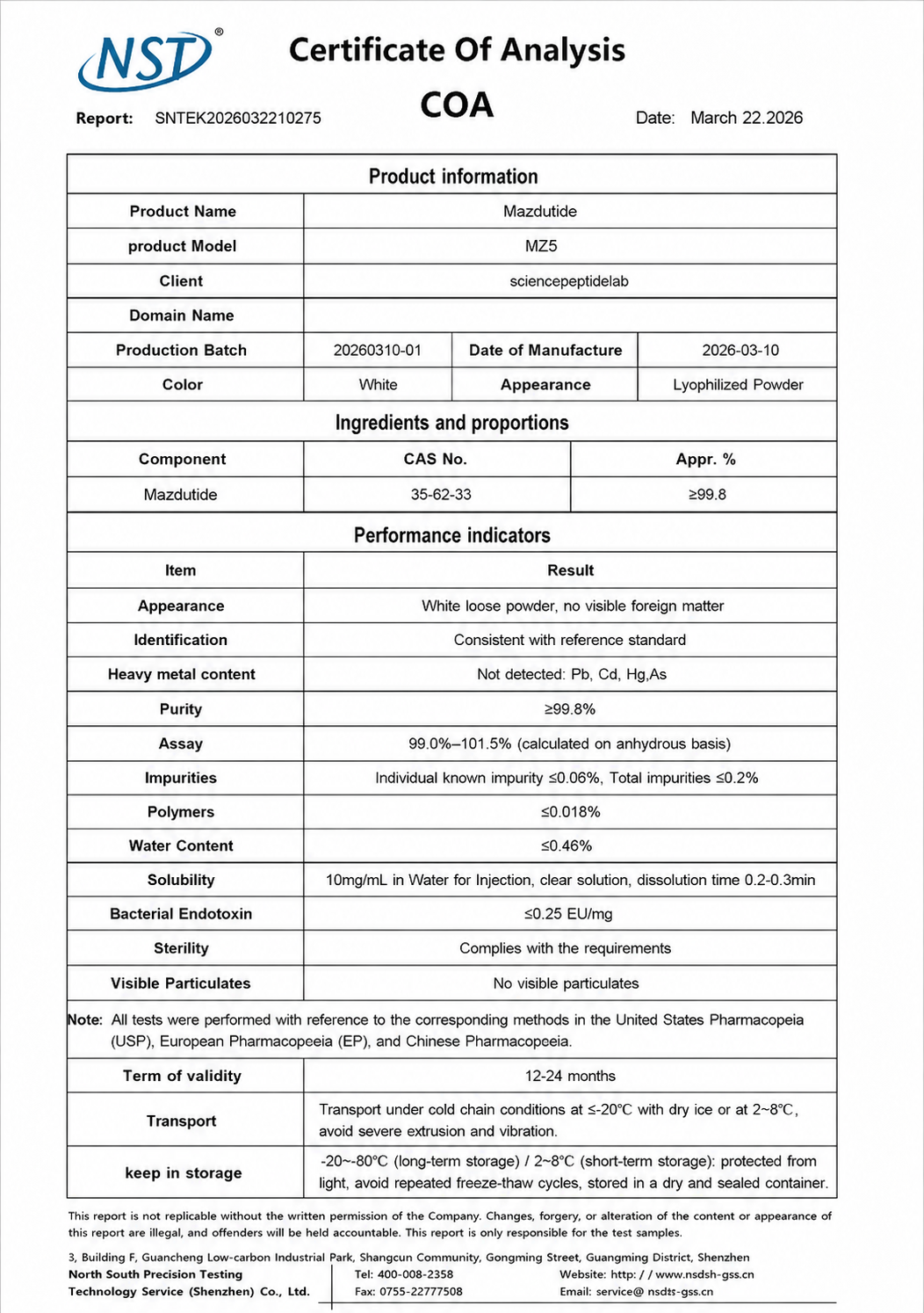 MZ5 (Mazdutide) 5mg×10vials