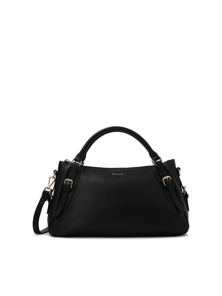 Black universal leather handbag