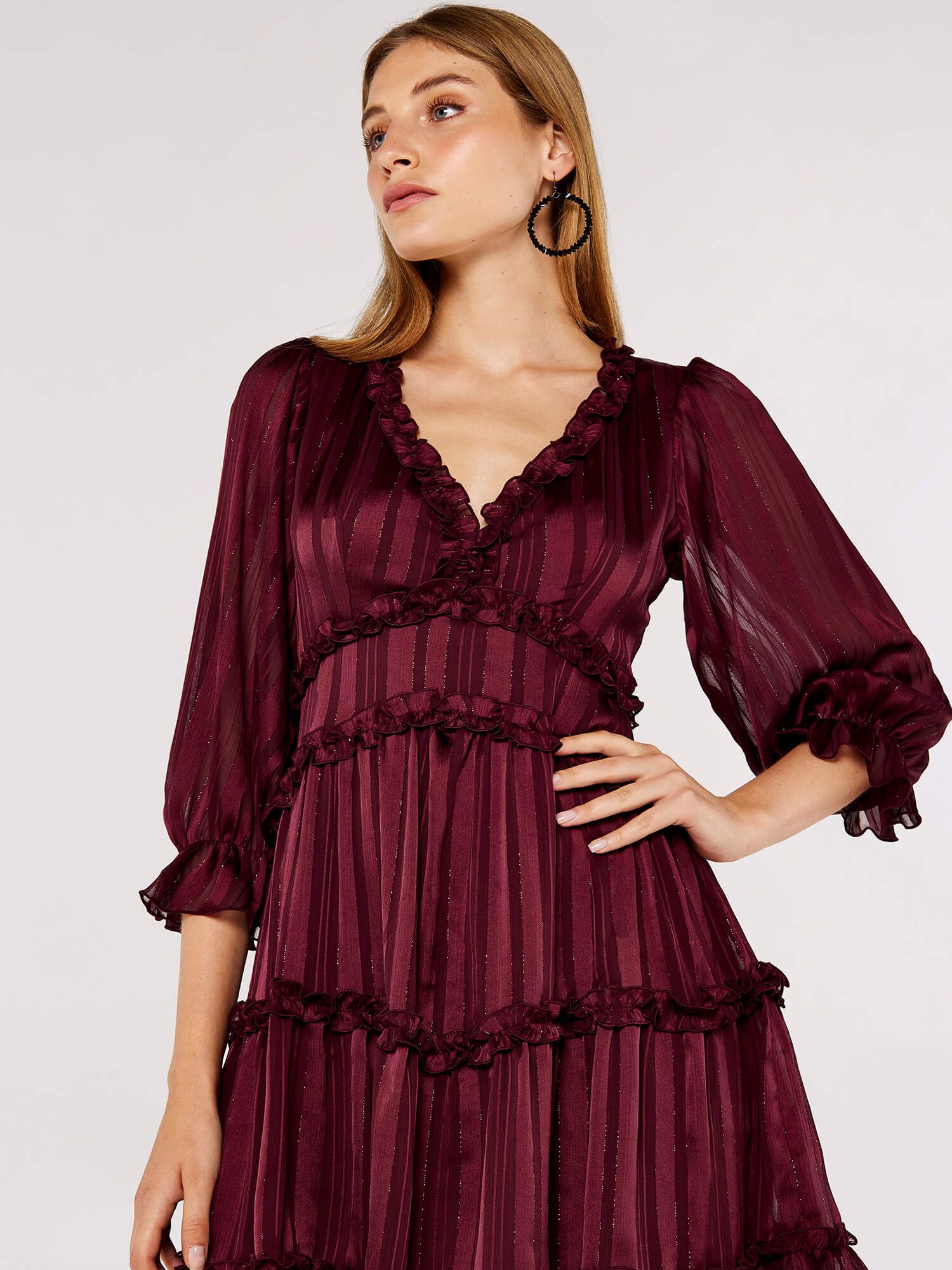 Apricot Ruffle Tiered Mini Dress