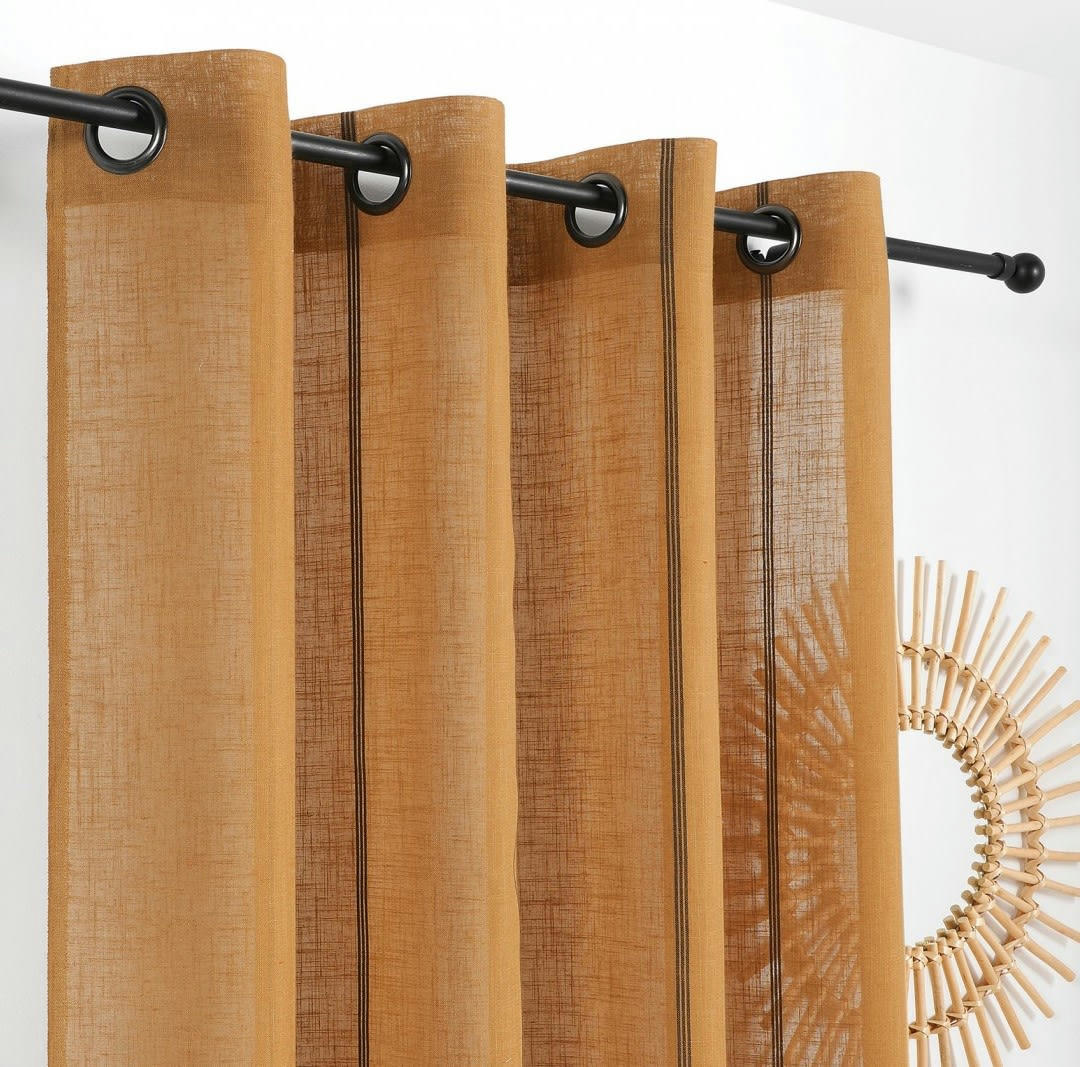 JEANNE - Rideau naturel chic moutarde 145x260cm