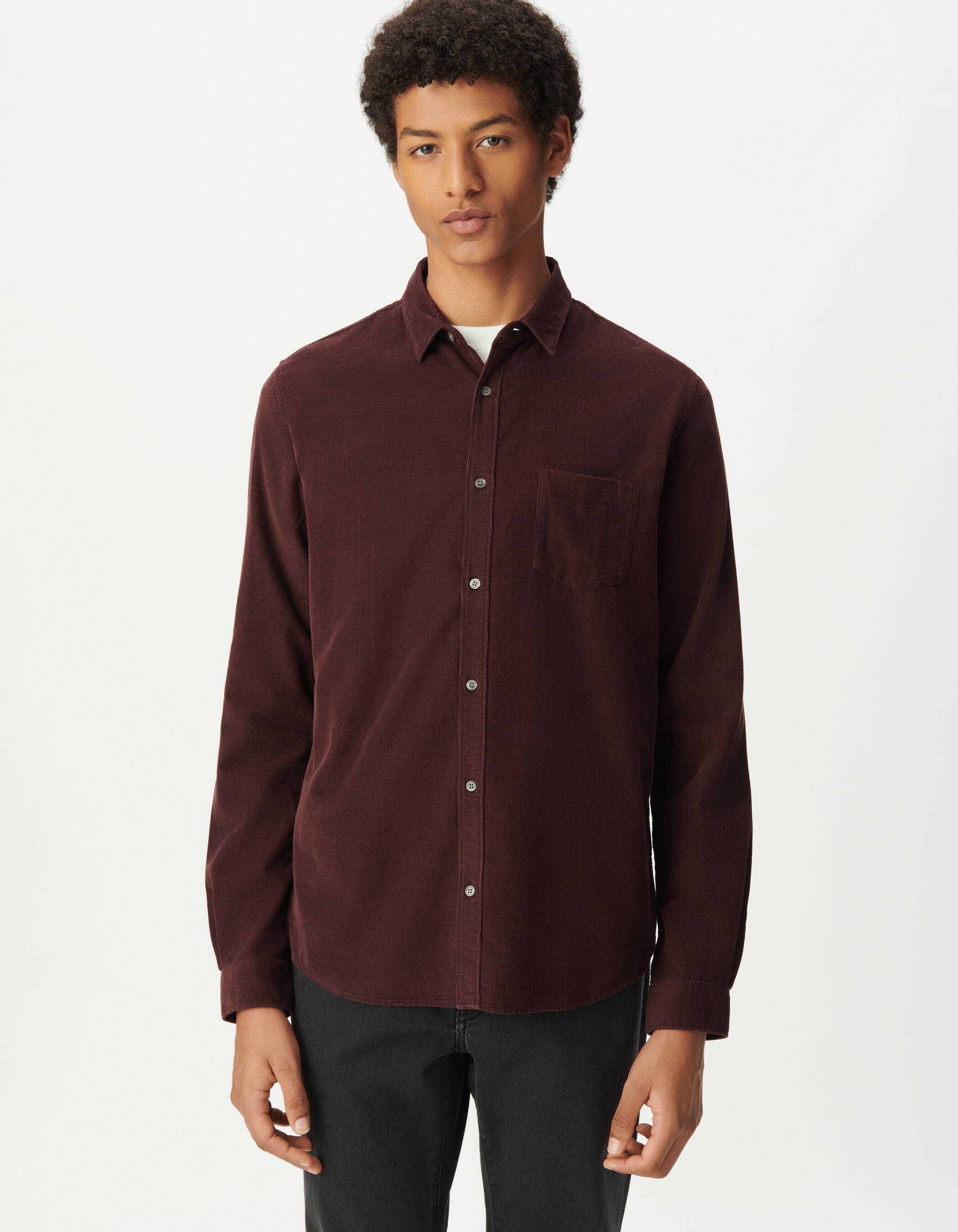 Chemise regular marine coton bio velours milleraies Homme