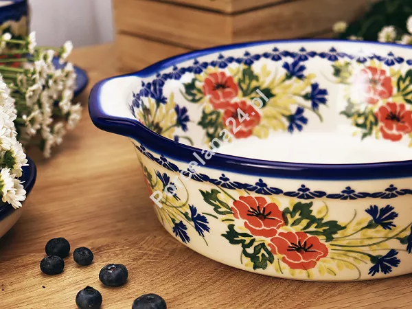 Naczynie do zapiekania 28 cm okrągłe Bolesławiec - Maki Smolińskiej gat. I
