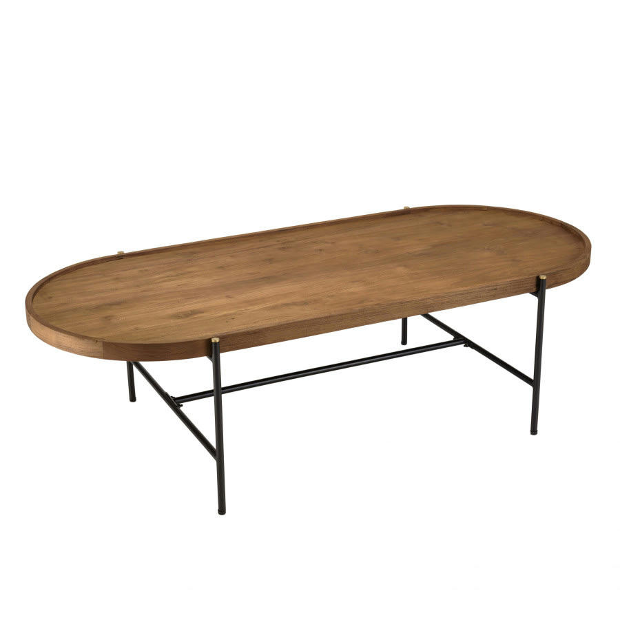 ALIDA - Table basse ovale plateau en bois de teck recyclé L140
