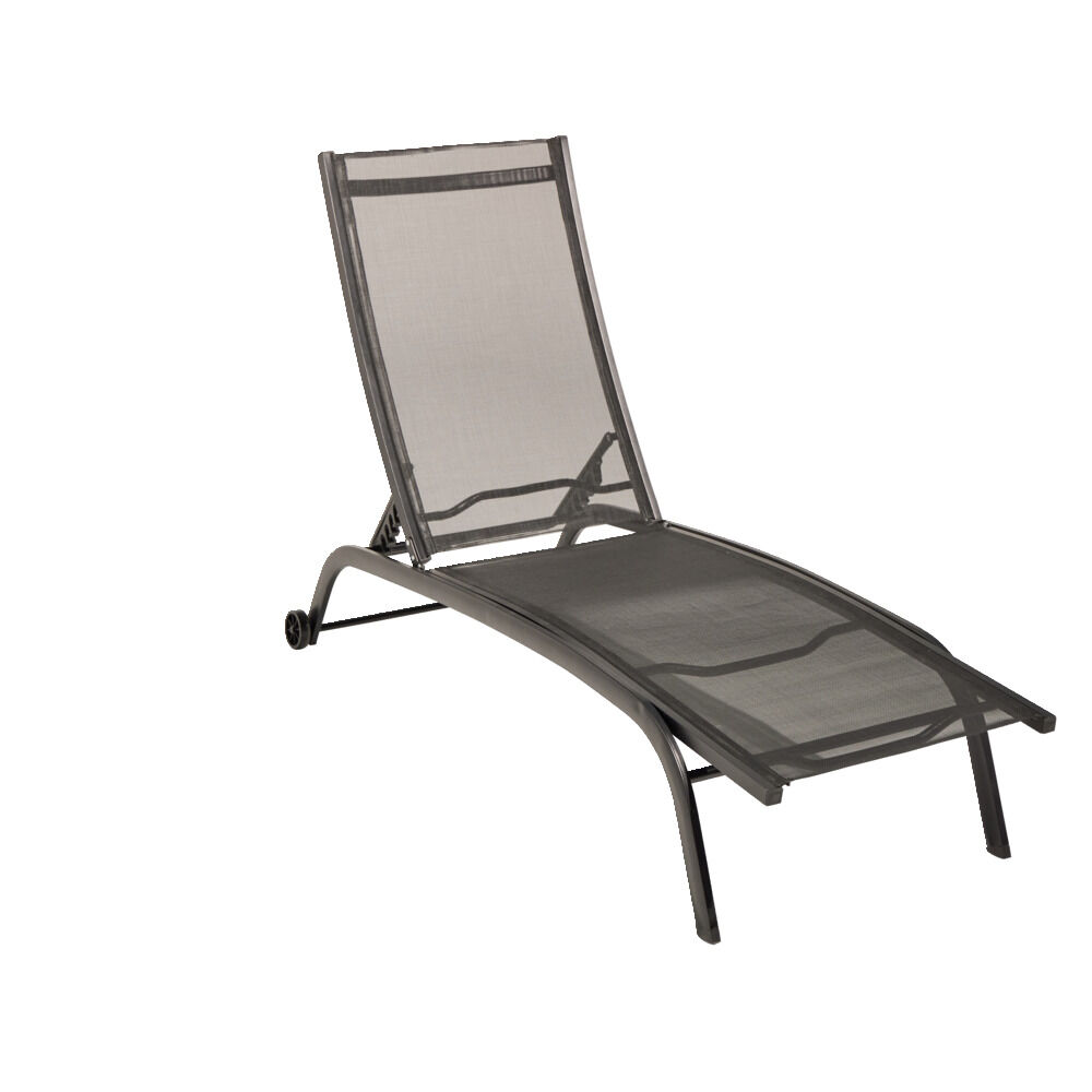 Bain de soleil transat Stockolm noir 186x63xH32/90cm