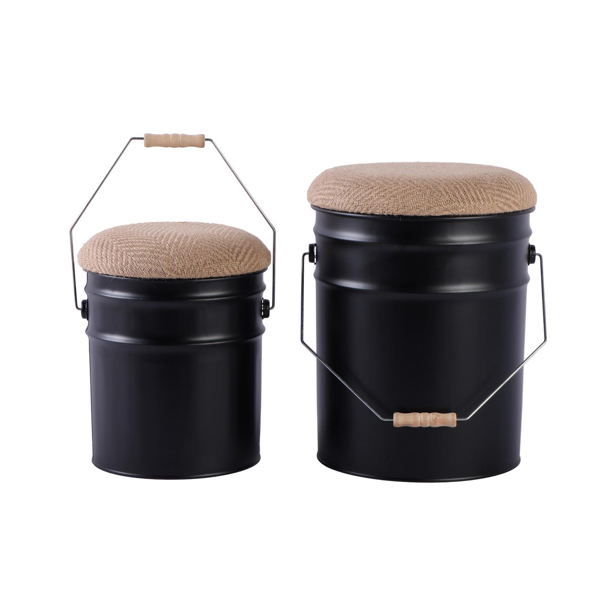 Leitmotiv kruk Buckets - zwart - Ø31cm