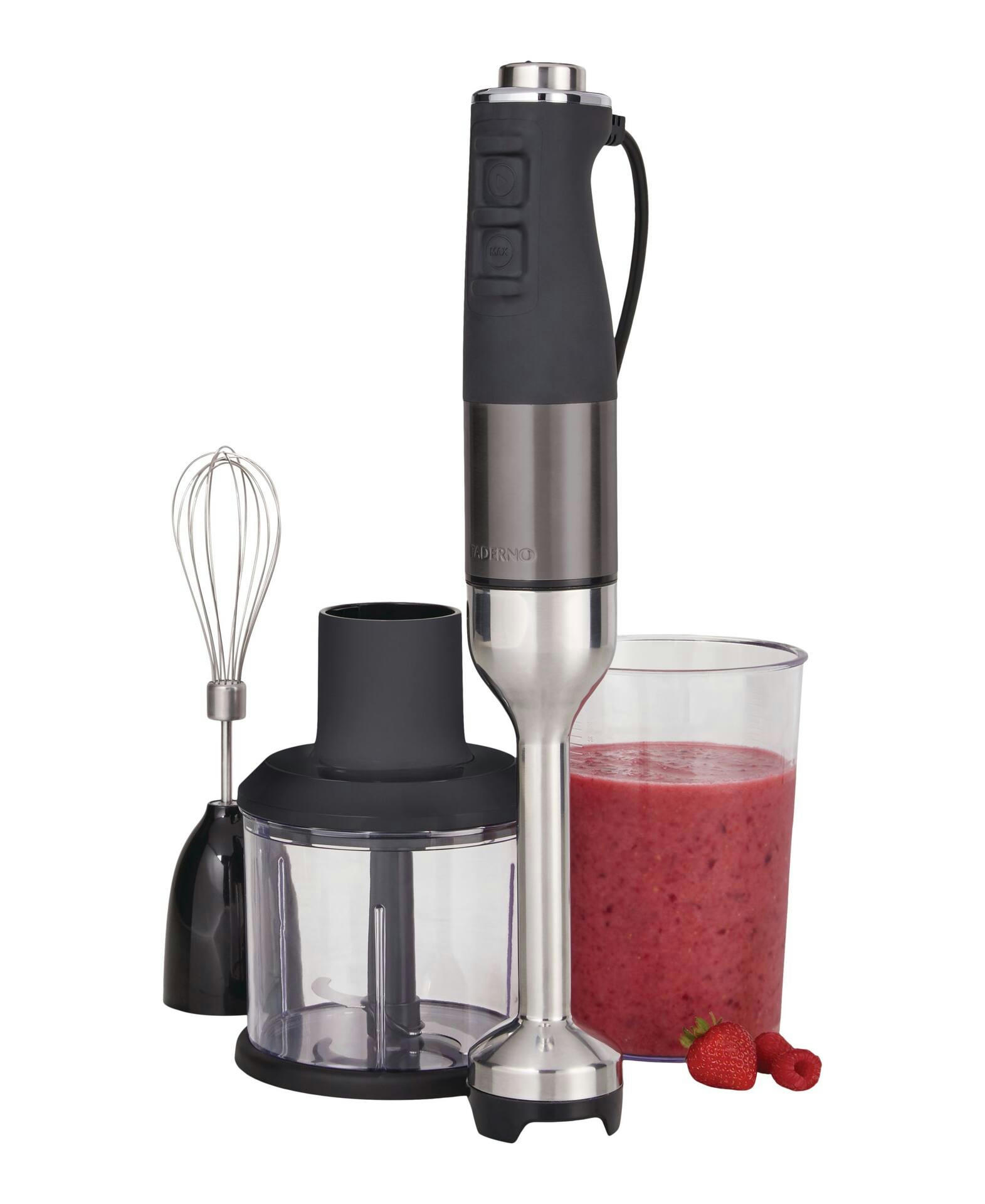 PADERNO Variable Speed Corded Hand Blender w/ Vortex Blade, Black Stainless Steel
