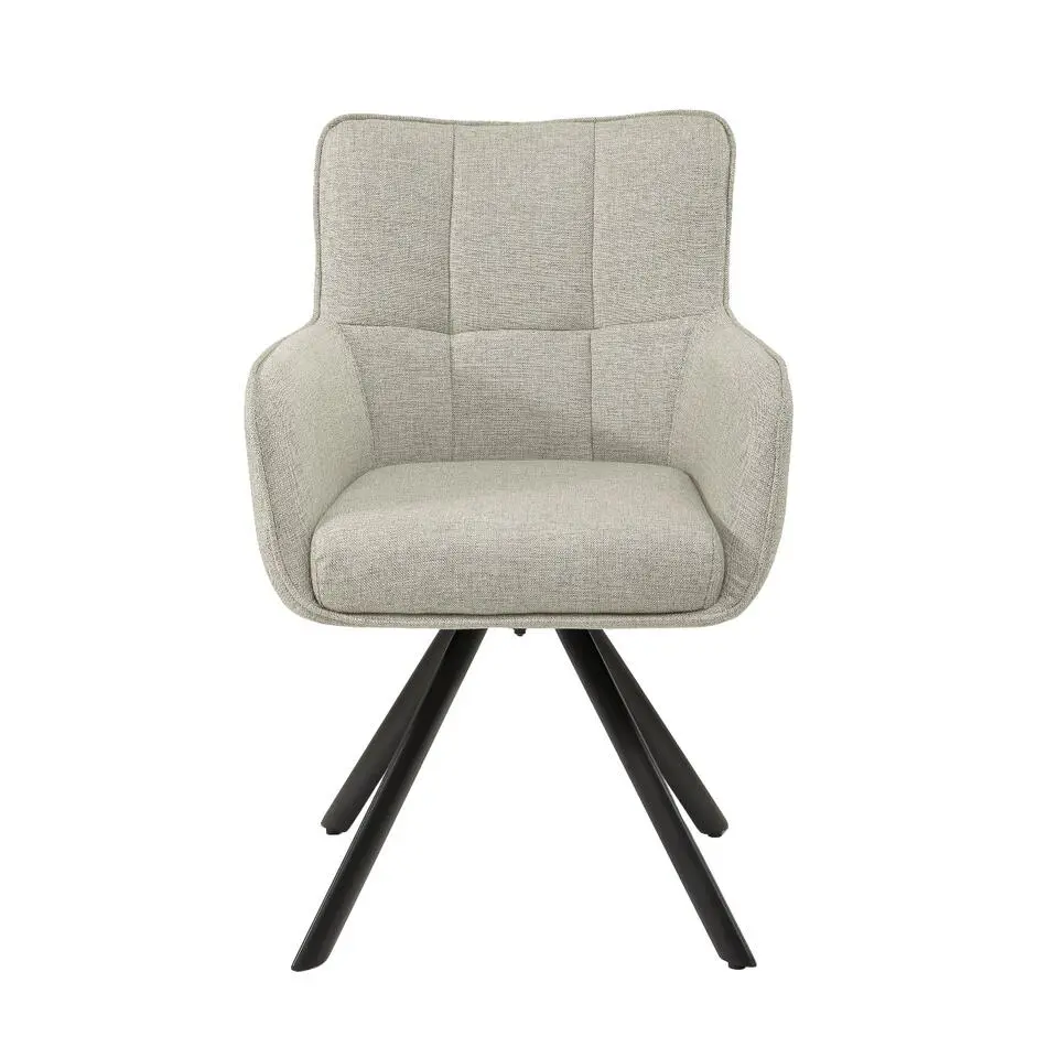 Livingfurn - Eetkamerstoel Tori Sand - Zwart - Set van 2