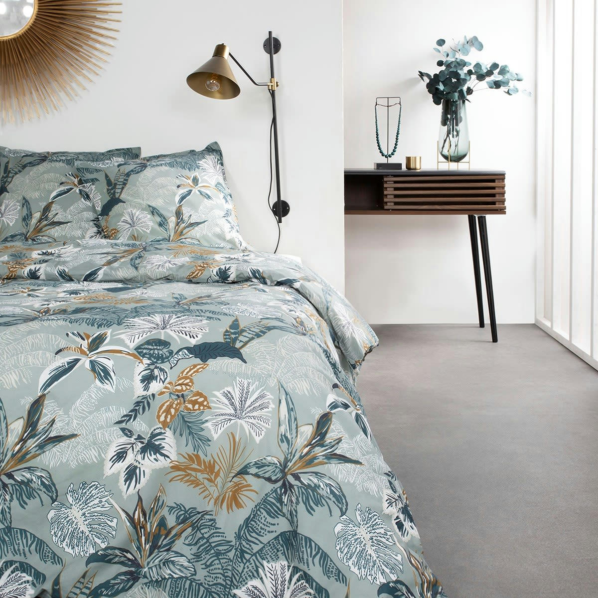 HOTEL TROPIK JULIANA - Parure de lit 2 personnes imprimé en Coton Bleu 260x240 cm