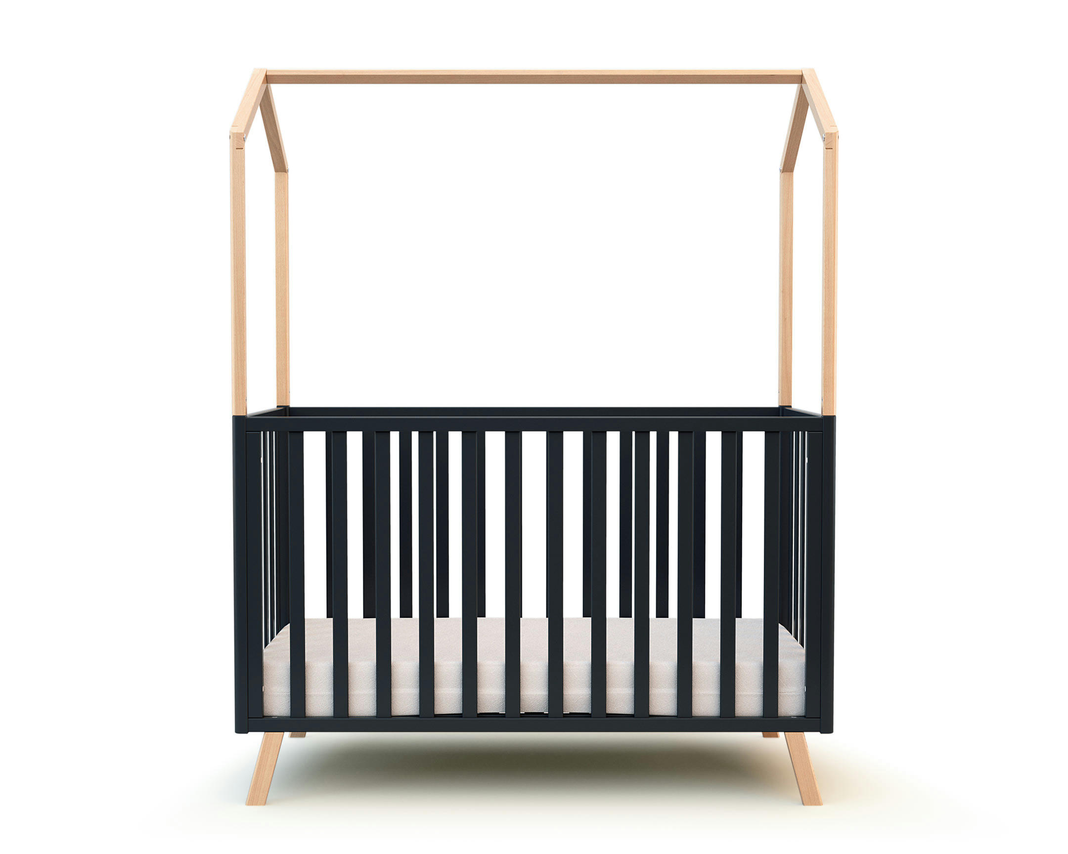 - Lit bébé 60x120 gris graphite et hêtre verni