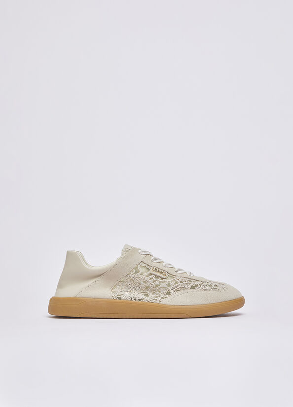 Sneakers con ricamo macram&egrave;