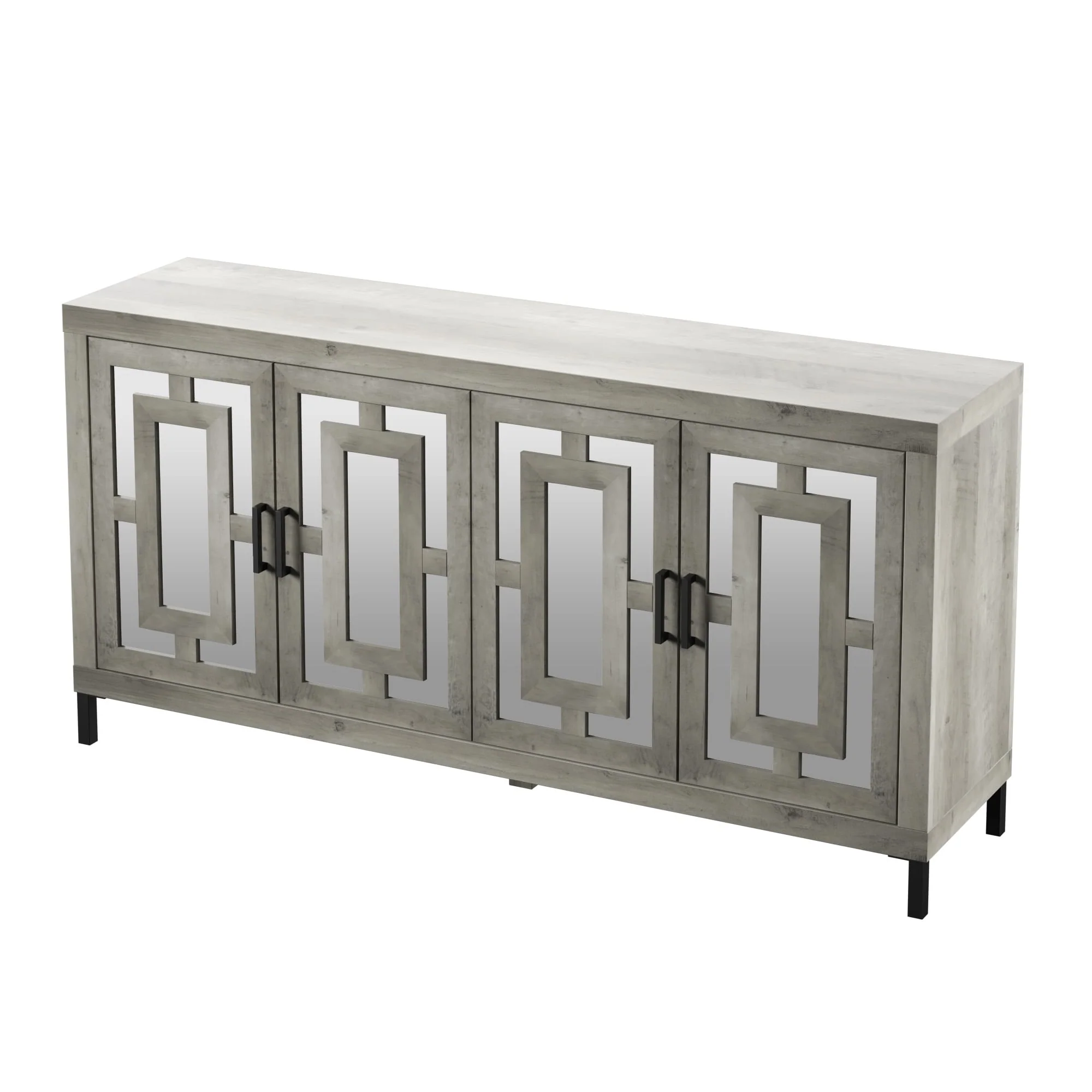 Sideboard with Geometric Mirrored Doors