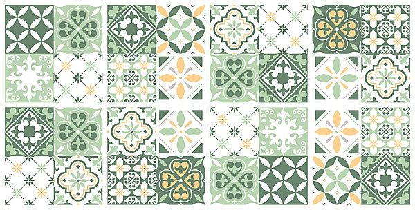 Lot 8 carreaux adhésifs décoratifs Vinyl Way Florence Dada Art effet carreau de ciment vert L.20 x L.20 cm x ep.1,3 mm
