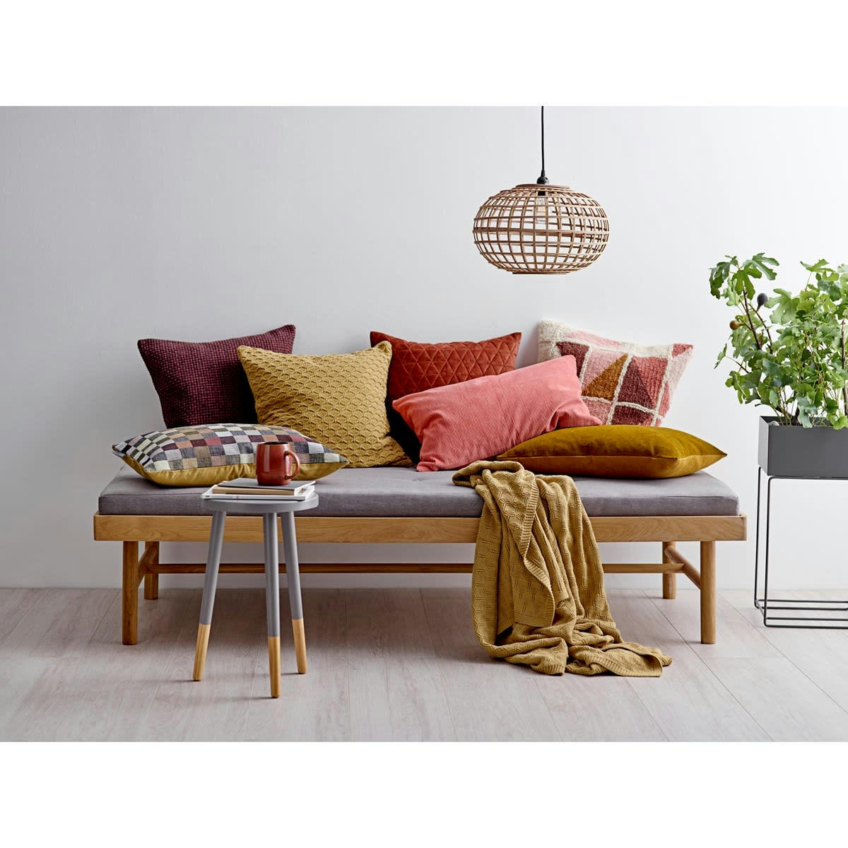 GRAIN - Coussin classique  en Coton Vieux rose