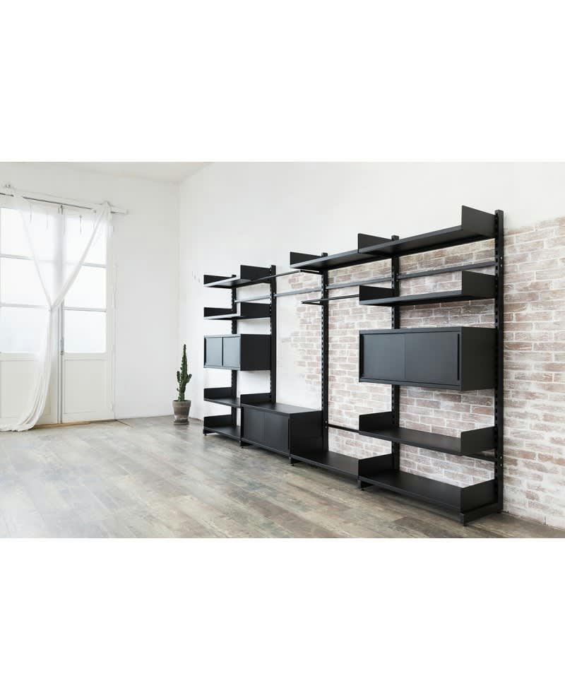 MOK - Mobilier de rangement autoportant sans fixation en métal noir robuste