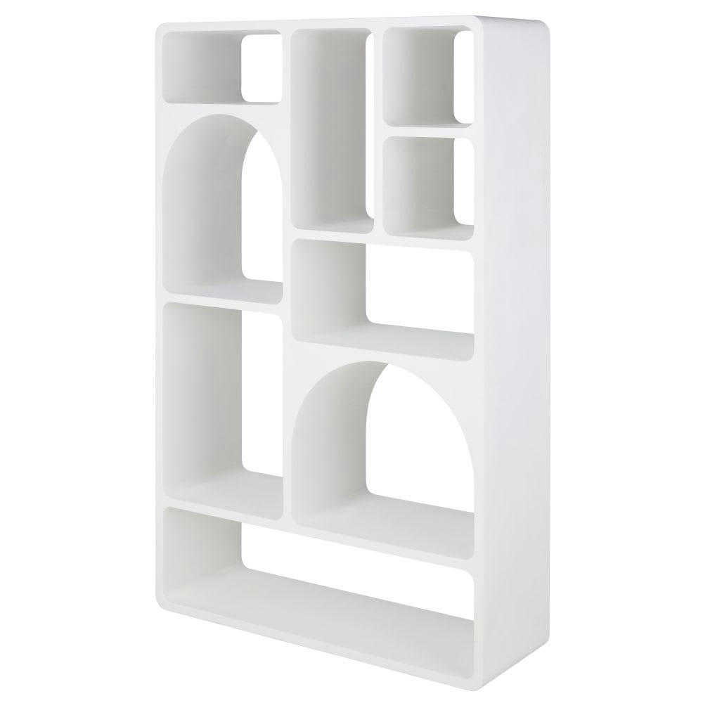 Santorino - Etagère en bois effet béton blanc mat 100x165