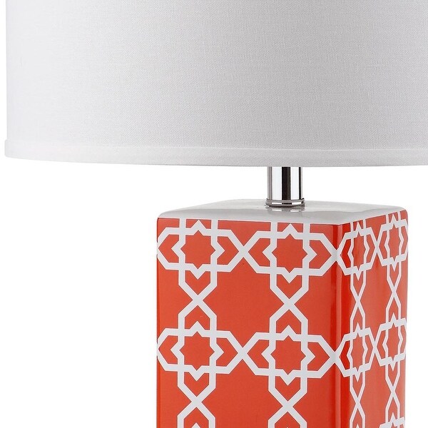 SAFAVIEH Lighting 27-inch Orange Quatrefoil Table Lamp (Set of 2)