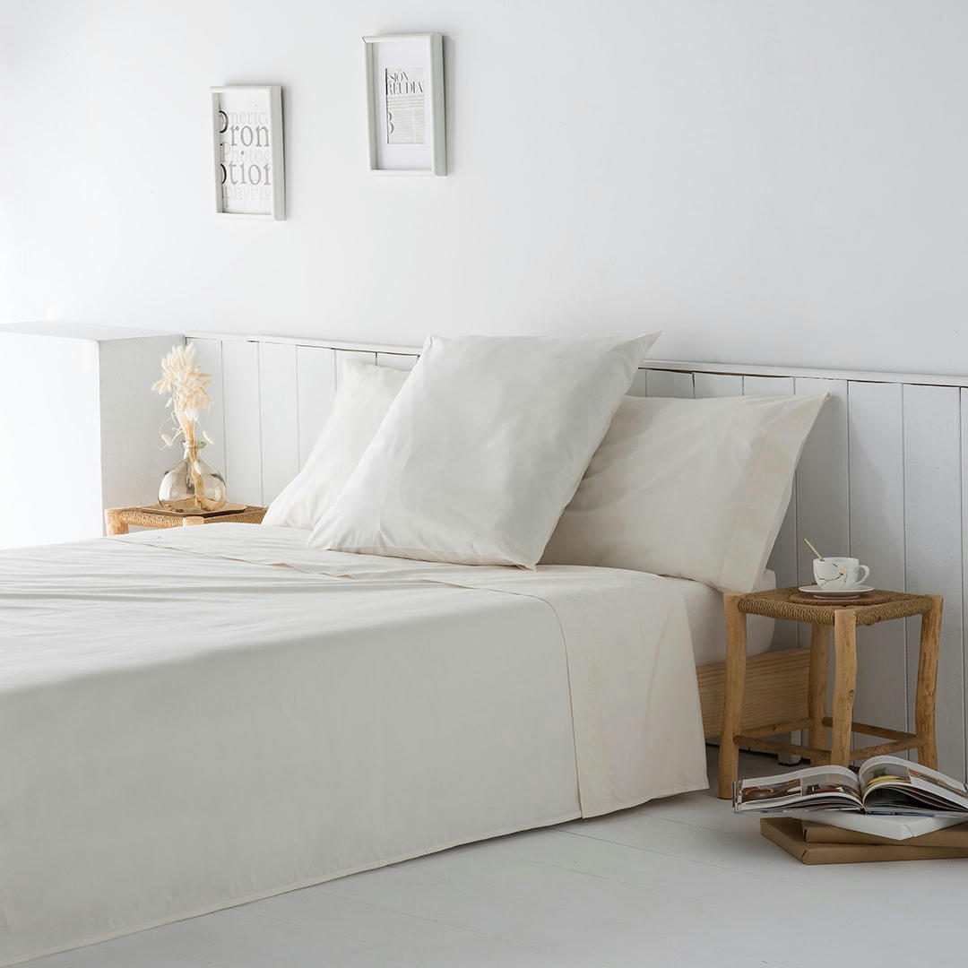 CASUAL DDL - Drap de lit en coton beige 160x280