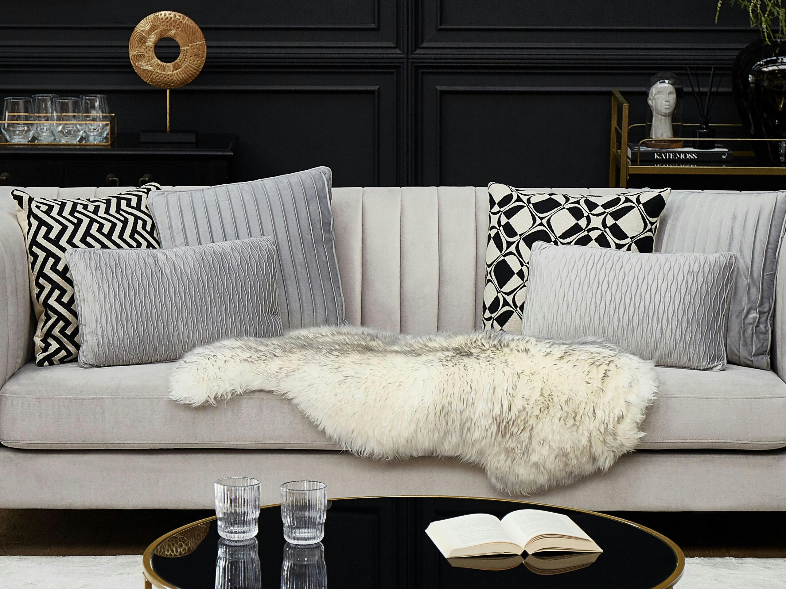 ULURU - Tapis en cuir véritable gris 100 110x65cm