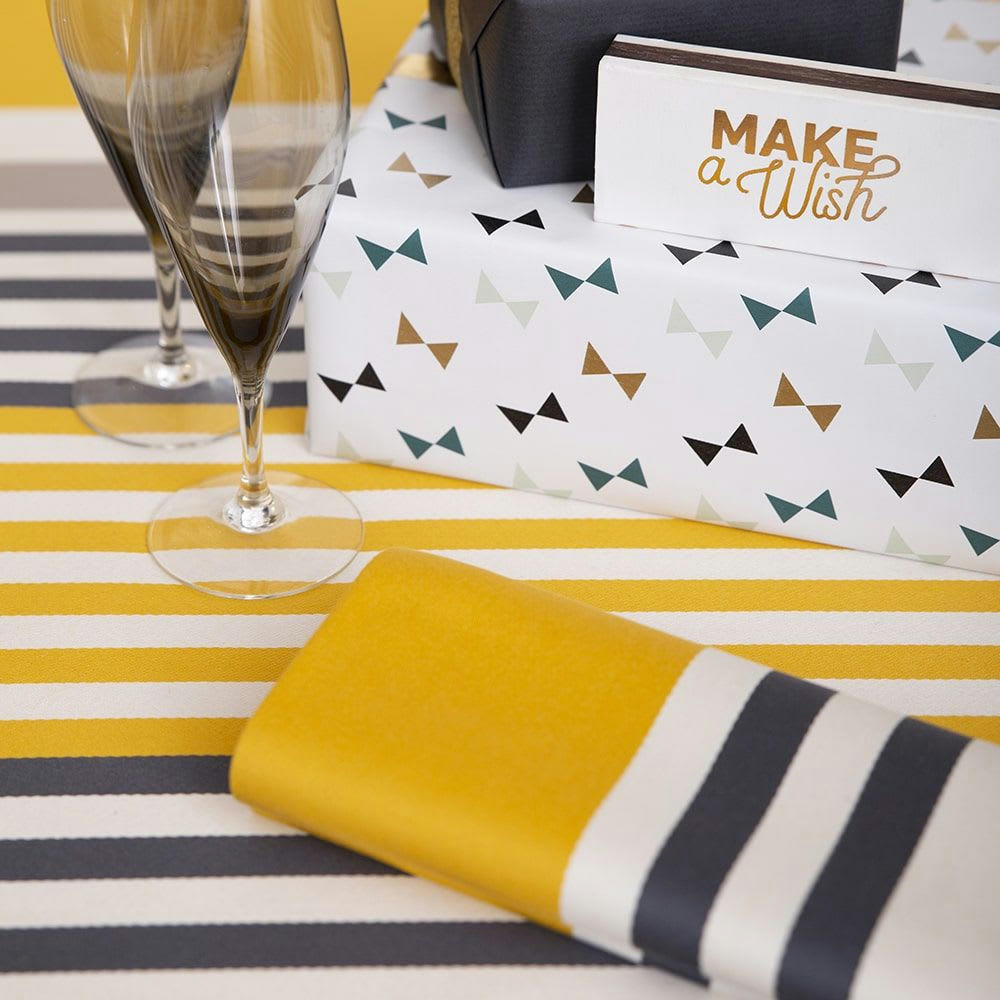 AINHOA - Serviette de table coton Jaune 50x50 cm