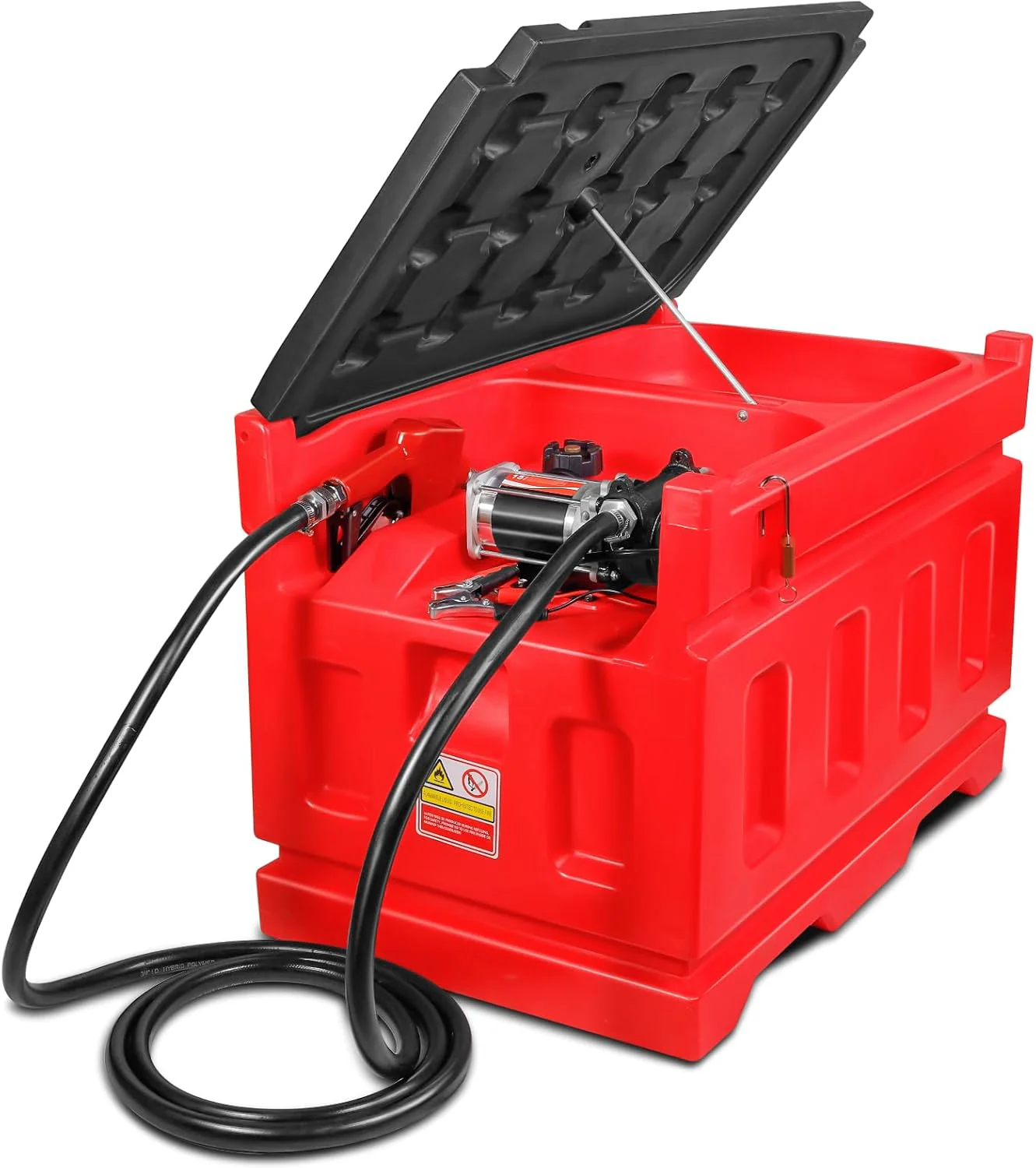Portable 48 Gallon Fuel Tank with Pump for Gasoline  Diesel, 15GPM High Flow Rate 12V DC Self-Priming Fuel Transfer Pump, 13.1ft Hose, Auto Fueling Nozzle, for Easy Fuel Transportation